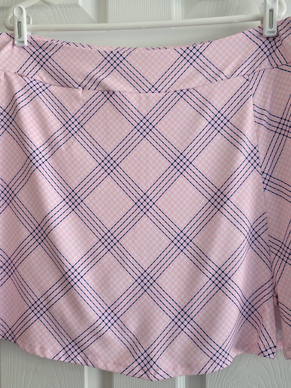 Lulu B XL Skort Pink Blue Pull On Zip Pockets Activeware